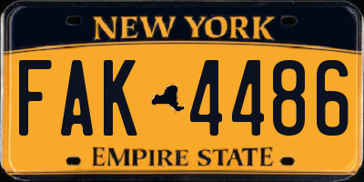 NY license plate FAK4486