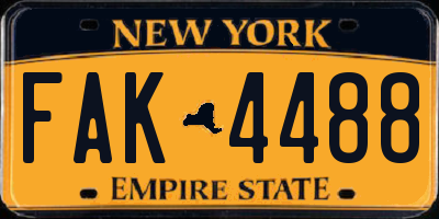 NY license plate FAK4488