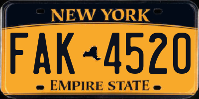 NY license plate FAK4520