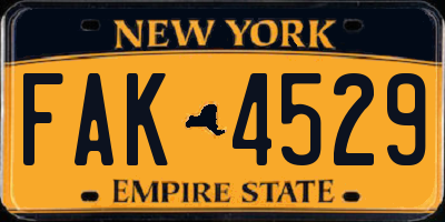 NY license plate FAK4529