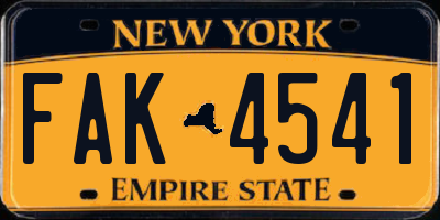 NY license plate FAK4541