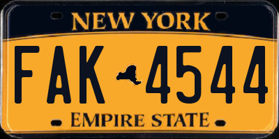 NY license plate FAK4544