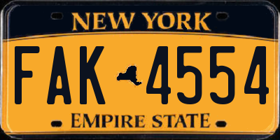 NY license plate FAK4554