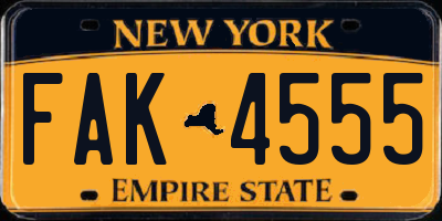 NY license plate FAK4555