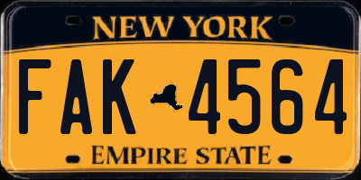 NY license plate FAK4564