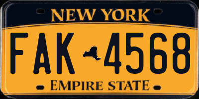 NY license plate FAK4568