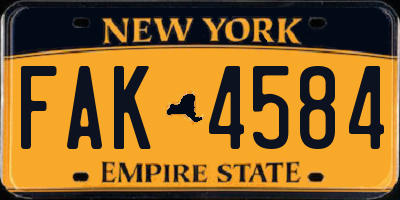 NY license plate FAK4584