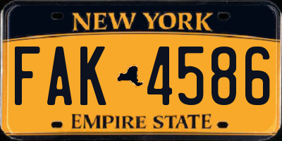 NY license plate FAK4586