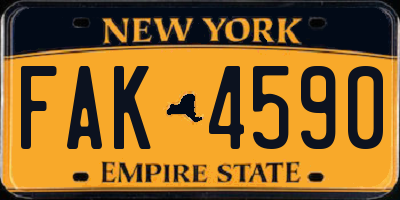 NY license plate FAK4590