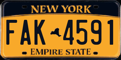 NY license plate FAK4591