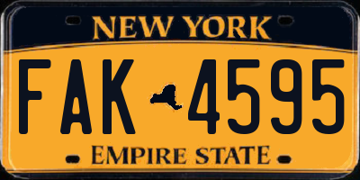 NY license plate FAK4595