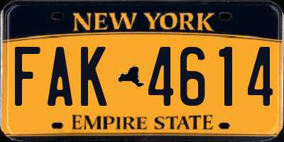 NY license plate FAK4614