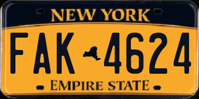 NY license plate FAK4624