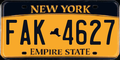 NY license plate FAK4627