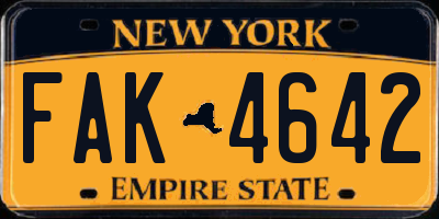 NY license plate FAK4642