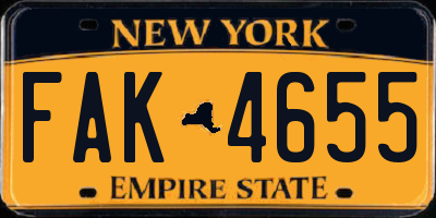 NY license plate FAK4655