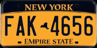 NY license plate FAK4656