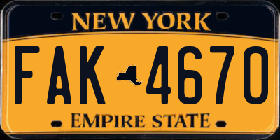 NY license plate FAK4670