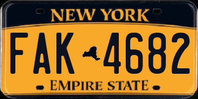 NY license plate FAK4682