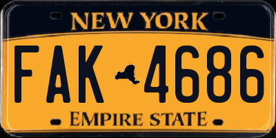 NY license plate FAK4686