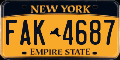 NY license plate FAK4687