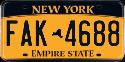 NY license plate FAK4688