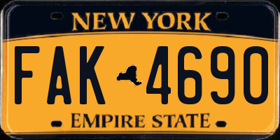 NY license plate FAK4690