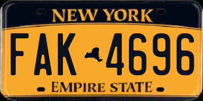 NY license plate FAK4696