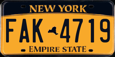 NY license plate FAK4719