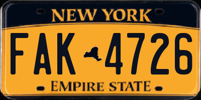 NY license plate FAK4726
