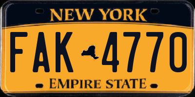 NY license plate FAK4770