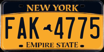 NY license plate FAK4775