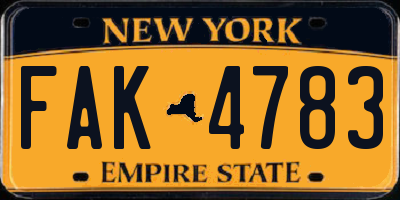 NY license plate FAK4783