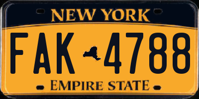 NY license plate FAK4788