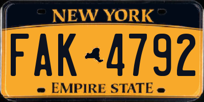 NY license plate FAK4792