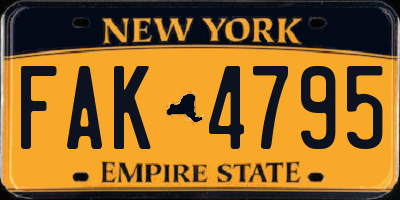 NY license plate FAK4795