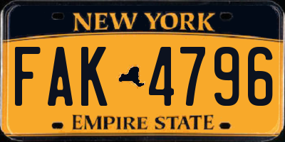 NY license plate FAK4796