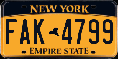 NY license plate FAK4799