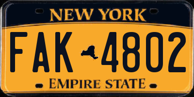 NY license plate FAK4802