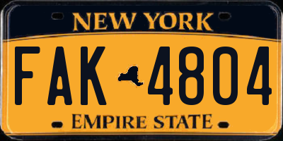 NY license plate FAK4804