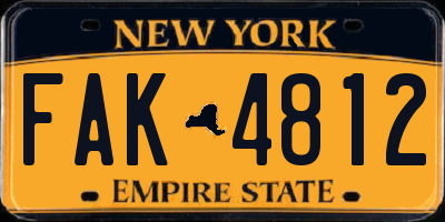NY license plate FAK4812