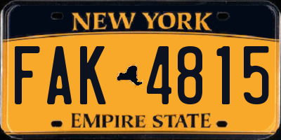 NY license plate FAK4815