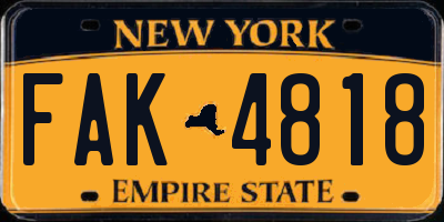NY license plate FAK4818