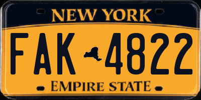 NY license plate FAK4822