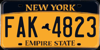 NY license plate FAK4823