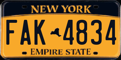NY license plate FAK4834