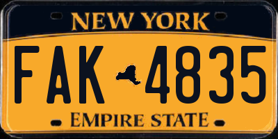NY license plate FAK4835
