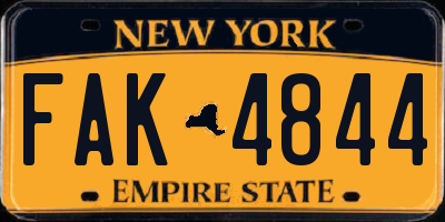 NY license plate FAK4844