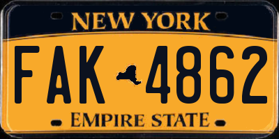 NY license plate FAK4862