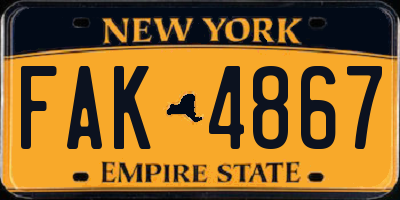 NY license plate FAK4867